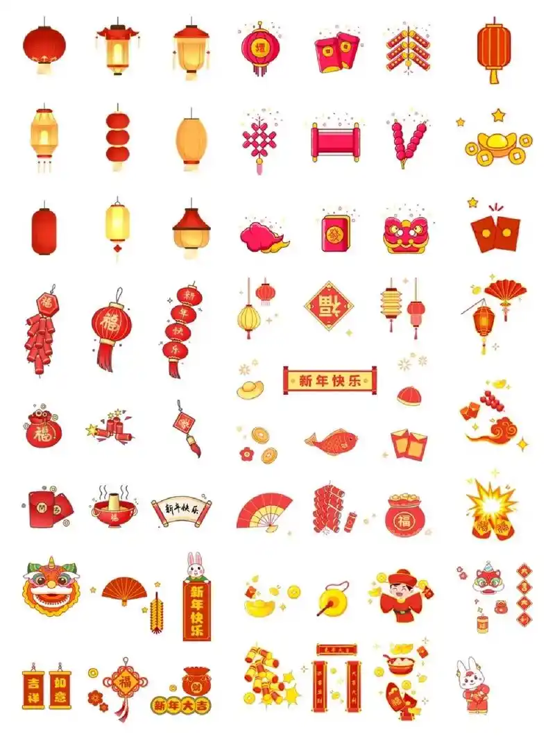 新年素材.#图文伙伴计划 #简笔画 #素材 #绘画 #儿童简 - 抖音