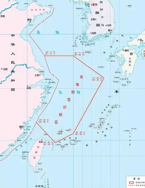 城市吧中国地图中国东海防空识别区地图首批10架f-35明年1月进驻