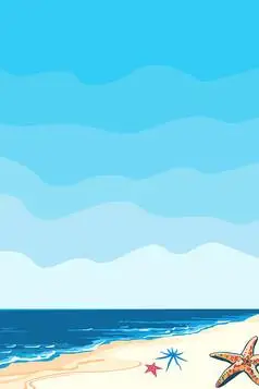 卡通手绘大海沙滩贝壳背景图