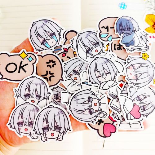 呆萌卡通银发男孩自粘贴画 日系动漫q版手账贴纸 可爱图案diy装饰