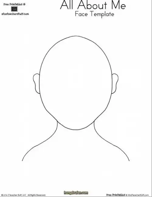 空白大圆脸可打印图片素材认识五官可打印图片素材下载