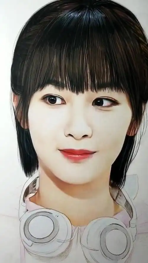 彩铅手绘画杨紫画像看像不像肖像画照片