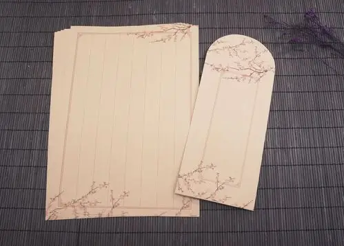 岁月坊中国风复古信纸信封套装特色古风竖八行信纸竖中式信封套装