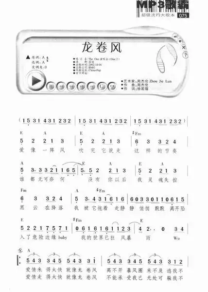 求《龙卷风》简谱,周杰伦,邓紫棋都可以.最好带前奏.