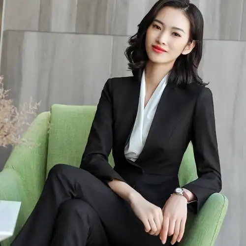 [女先生西服套装]秋冬新款时尚款职业装女士套装女装正装修身白西装