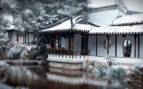 雪后园林美景高清桌面壁纸