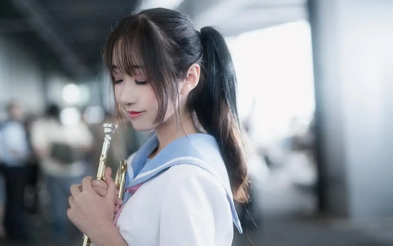 单马尾美女学生妹唯美高清桌面壁纸-美女壁纸-手机壁纸下载-美桌网