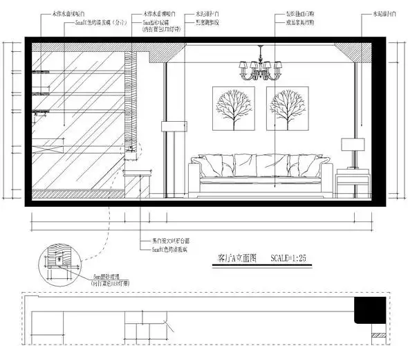 后现代风格住宅cad施工图设计(附效果图)