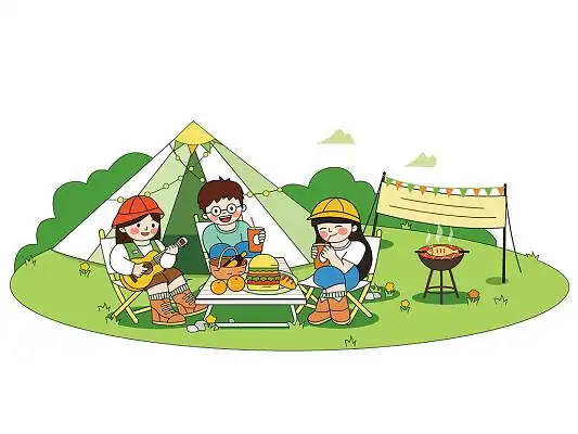团建露营插画好朋友野营活动户外旅行ai素材