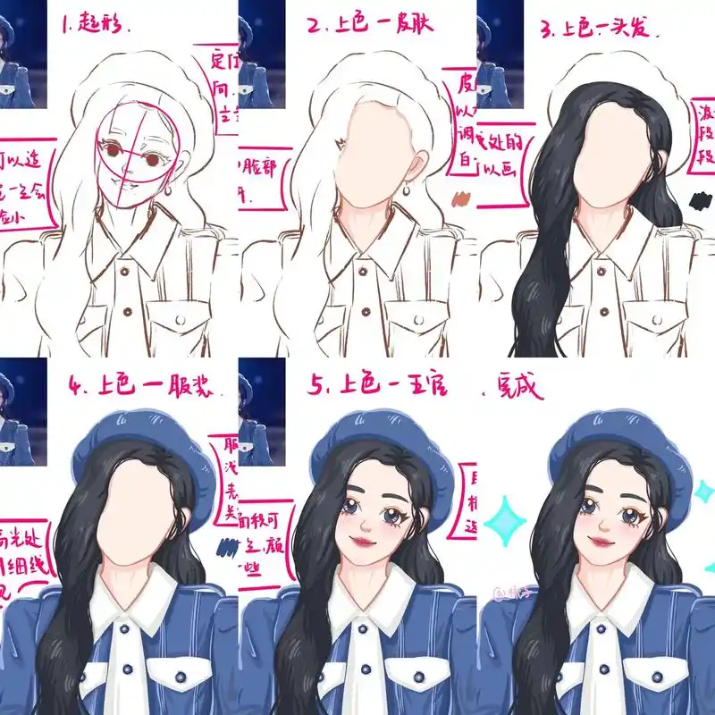 手绘头像鞠婧祎.手绘鞠婧祎步骤教程 #procreate绘画 - 抖音