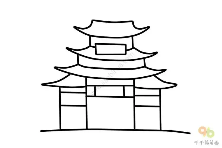 中国岳阳楼简笔画_建筑简笔画