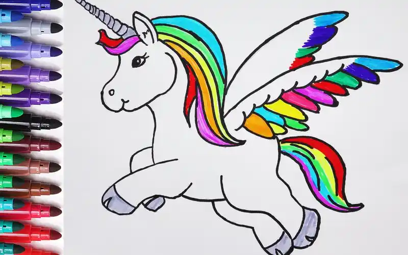 如何画独角兽,儿童小孩画画和填色_哔哩哔哩 (゜-゜)つロ 干杯~-bili