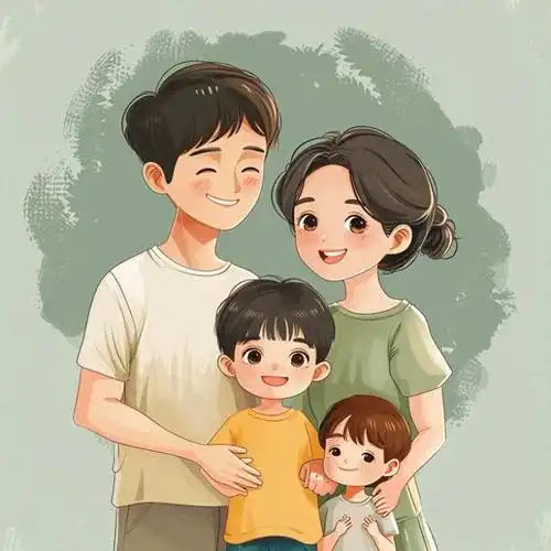 亲子头像壁纸|一家四口大小宝亲子头像