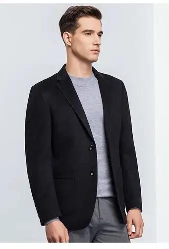 romon/罗蒙纯羊毛西服男韩版修身休闲西装外套男士四季款青中年纯色