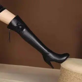 驰尼骆长靴女秋冬2023年新款时尚气质增高女鞋超高跟欧美过膝高筒靴