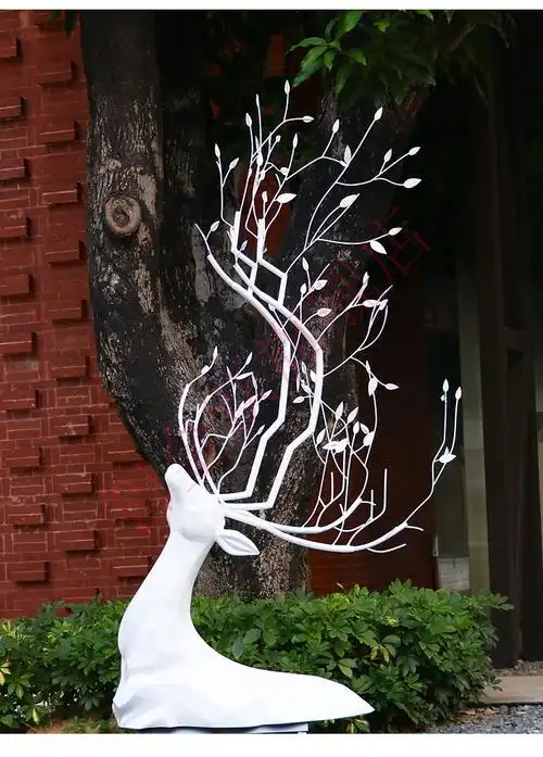 2022新款酒店大堂摆件鹿摆件酒店售楼处大堂艺术抽象雕塑镂空梅花鹿