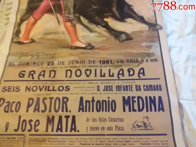 1960年西班牙斗牛老海报,英国邮寄!