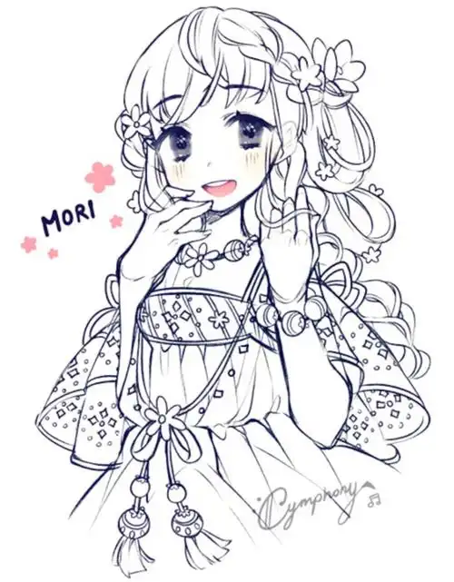 二次元原稿动漫漫画手绘黑白稿