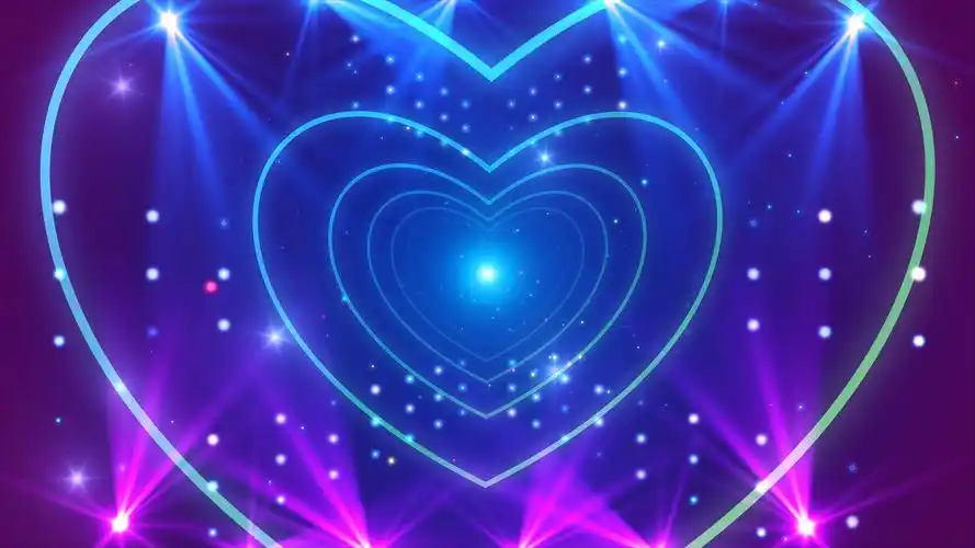 4k灯光爱心舞台光效时尚晚会演出背景动感爱心背景