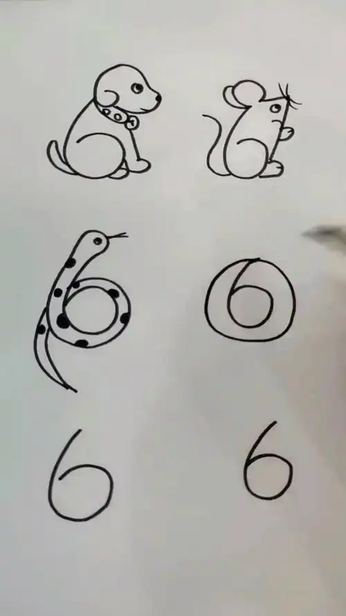 音为有你#数字6可以画出好几个有趣的小动物,好厉害