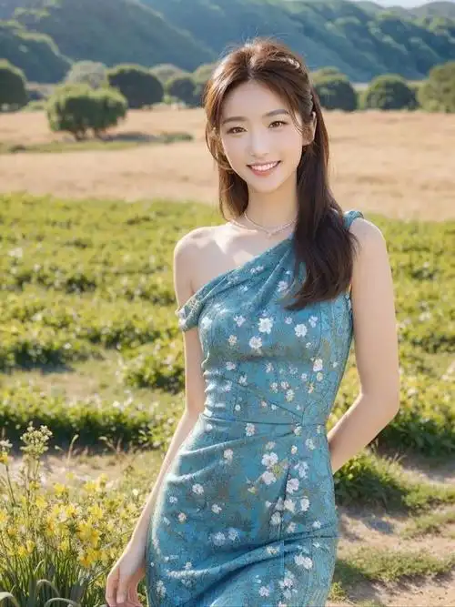 美女清新优雅甜美笑容如春风这位蓝裙女神你心动了吗