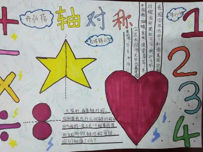 第八张数轴对称手抄4年级7,第七张数学轴手抄报大全对称6,第六张轴