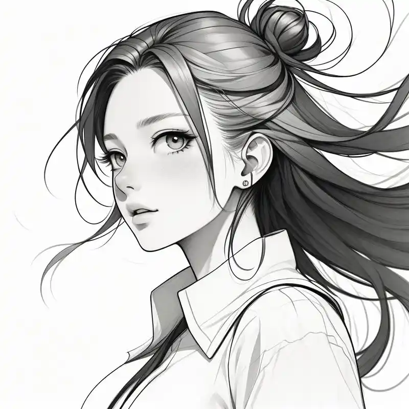 96动漫风女生黑白素描头像94 探索二次元的世界,黑白素描头像独具