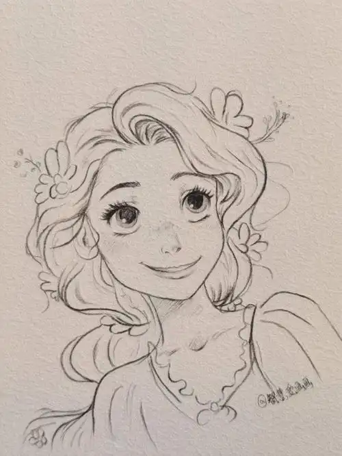 简笔画过程78今天画个长发公主