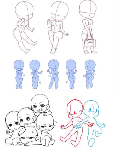 2000多张q版素材线稿绘画素材 临摹线描图片 适合新手用作动作