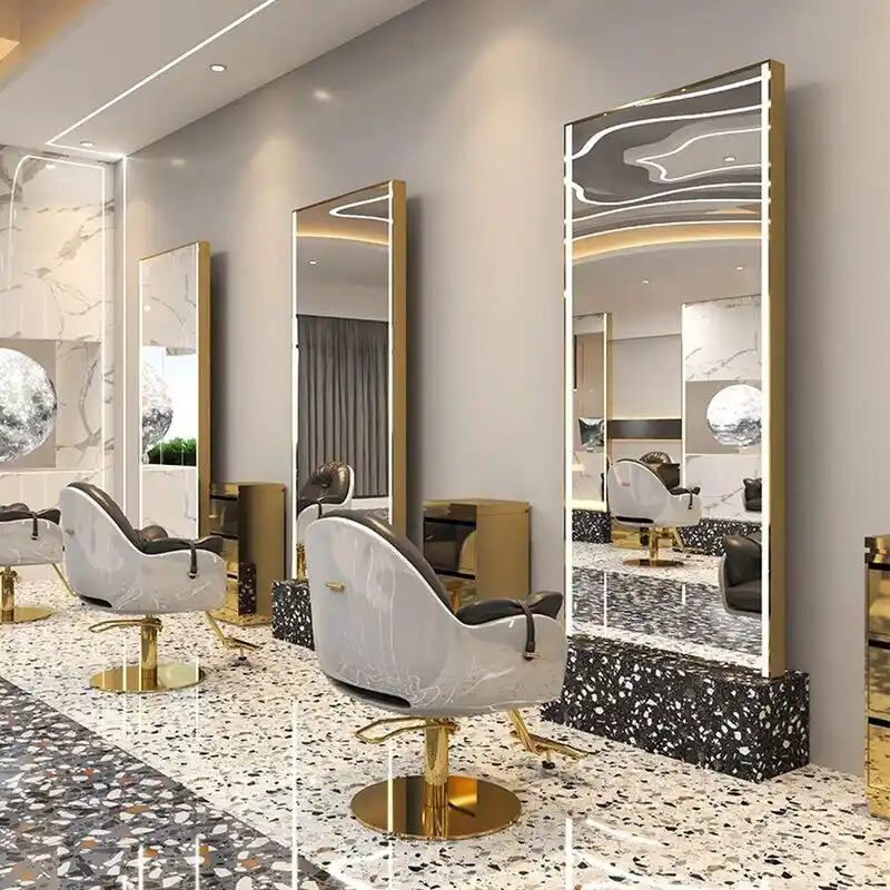 理发店装修效果图  轻奢风美发店装修 对于店面装修90每个人的想法