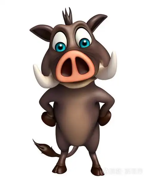 可爱的野猪滑稽的卡通人物照片-正版商用图片1n0gc5-摄图新视界