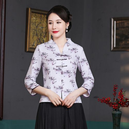 秋季新款中式唐装上衣女长袖改良短款旗袍外套中老年妈妈婚宴喜婆