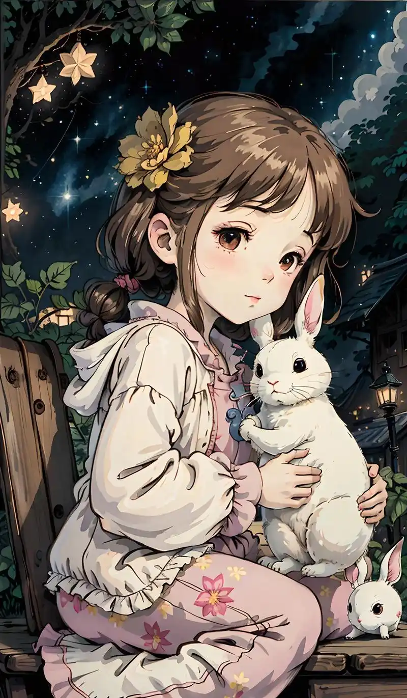 星空下的大白兔|童年治愈系漫画.#图文伙伴计划 #手机壁纸  - 抖音