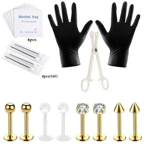 不锈钢唇钉人体穿刺穿孔一次性工具套装专供应亚马逊畅销跨境厂家