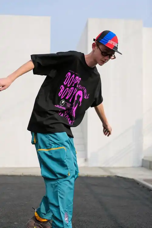 欧美潮牌国潮t恤宽松嘻哈hiphop短袖男潮不一样的情侣装夏装衣服