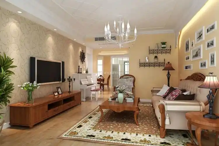 奥园田园风格三居室110平装修效果图