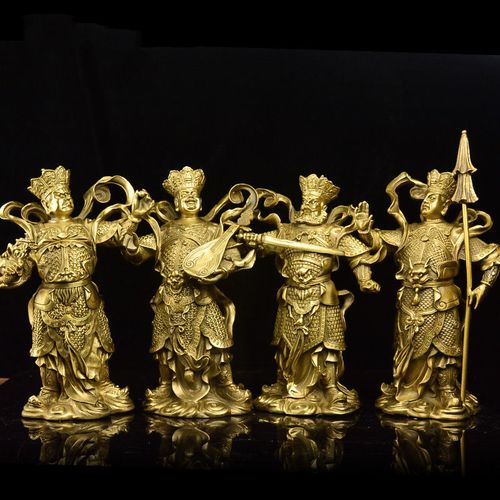 铜四大天王佛像摆件四大金刚护法神像一套家居佛堂摆设铜像大号