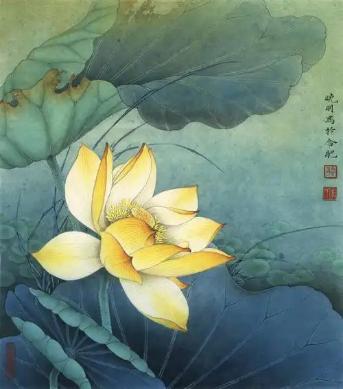 国画高清大图0010李晓明工笔画荷花高清图jpg荷花册页地涌金莲4488x