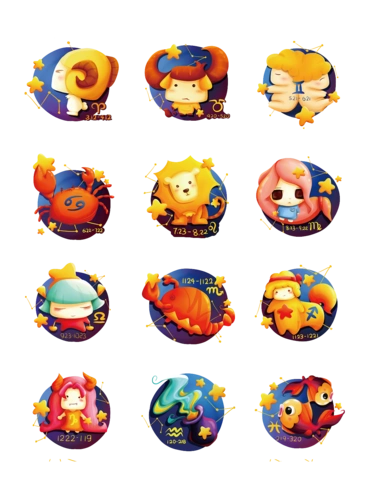卡通十二星座插画