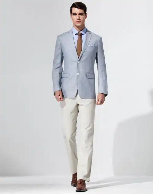 羊毛欧式贵族范休闲灰蓝色西装