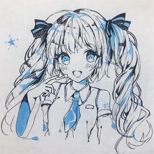 针管笔动漫少女插画作品,超可爱的动漫人物插画大全