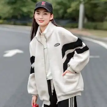 冬季初中生羊羔绒棉袄女生青少年保暖袄子少女冬装外套加厚初中学生