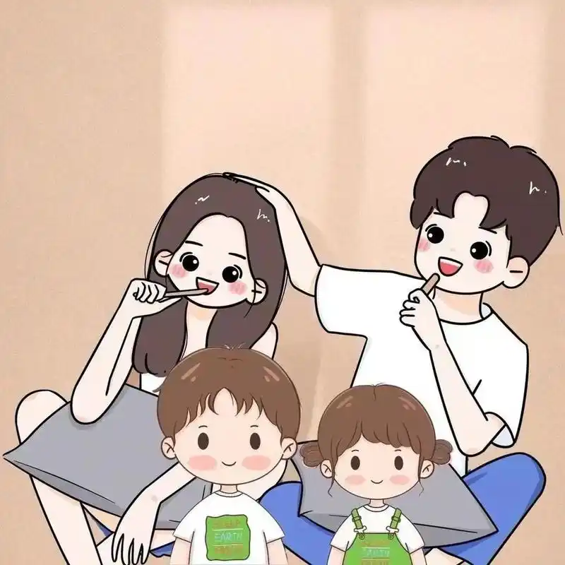 亲子头像一家四口98699969976996 	 全家福头像