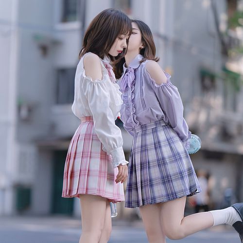 夏城以西毕业季桃源槿渊双子款格裙粉紫cp原创jk制服闺蜜