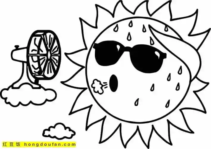 16张大海沙滩池塘冰激凌卡通涂色图片免费下载-红豆饭小学生简笔画