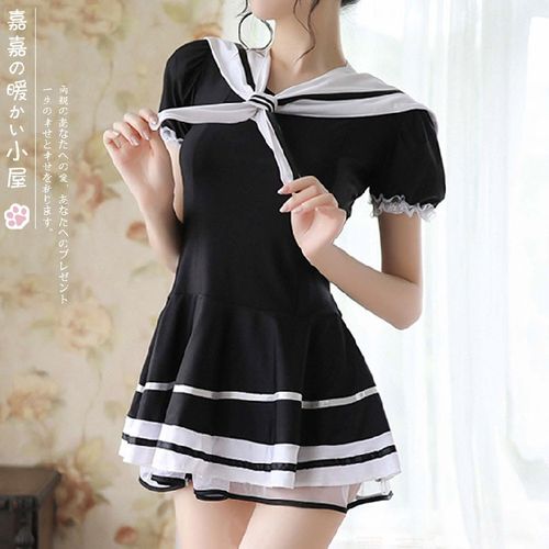 ins网红款学生jk制服清纯网纱诱惑水手服大码200斤一步连衣裙内衣