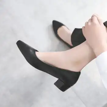 高铁乘务员鞋子工作鞋女黑色工鞋礼仪空姐空乘职业面试皮鞋圆头 黑色