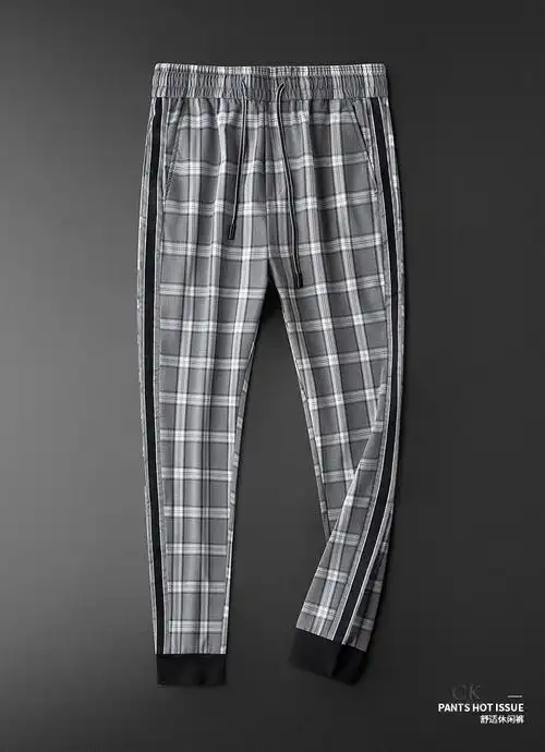品牌潮牌2020春夏季休闲格子裤男修身潮流束脚小脚英伦风九分裤子男
