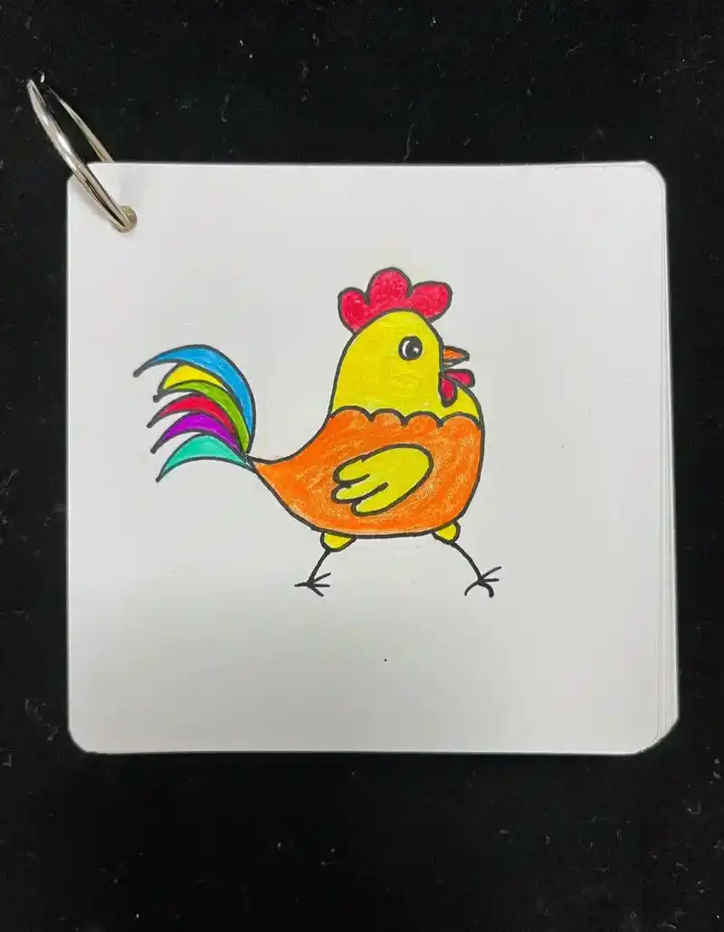 简笔画 鸡.一只傲娇的七彩小公鸡93#简笔画 #跟着抖音学画 - 抖音