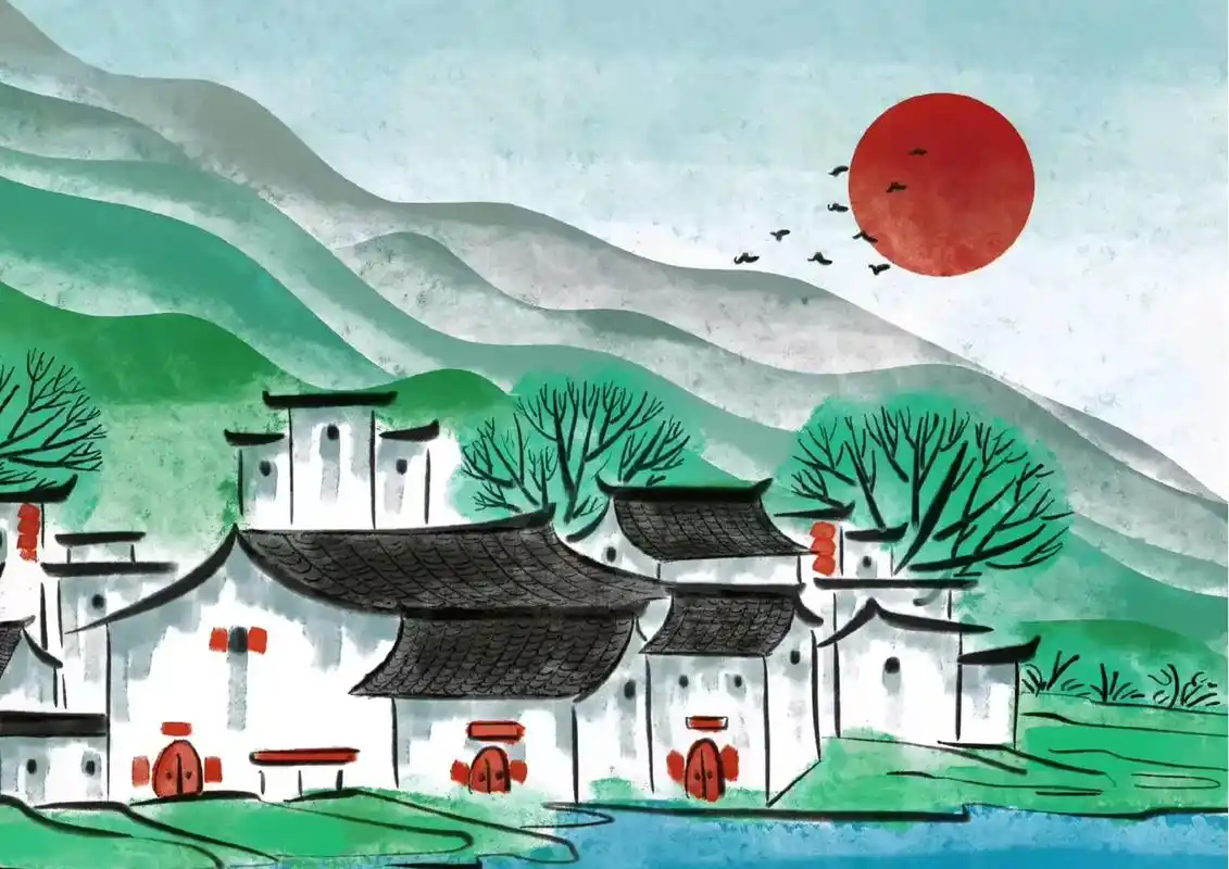 儿童优秀美术范例江南水乡水彩马克笔